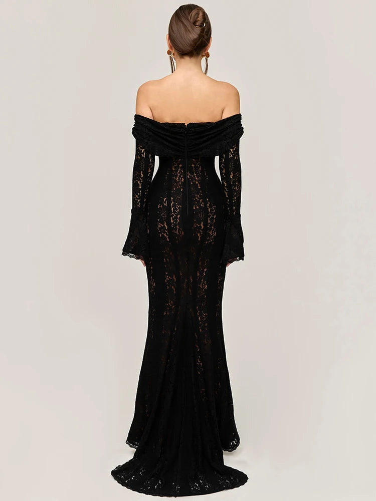 Olyssa Celeste Lace Maxi Elbise