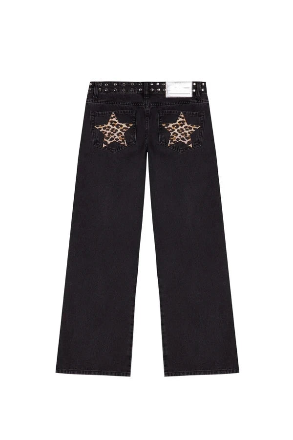 Dilemma Women's Jeans Y2K Stylish Star Graphics Hip Hop High Street Baggy Jeans Retro Harajuku Unisex Straight Through Jeans