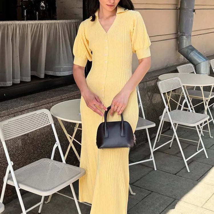 Olyssa  Yırtmaçlı Triko Elbise