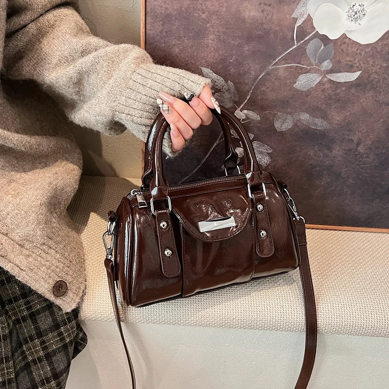 Bordo Mini Üst Saplı Kadın Çantası
