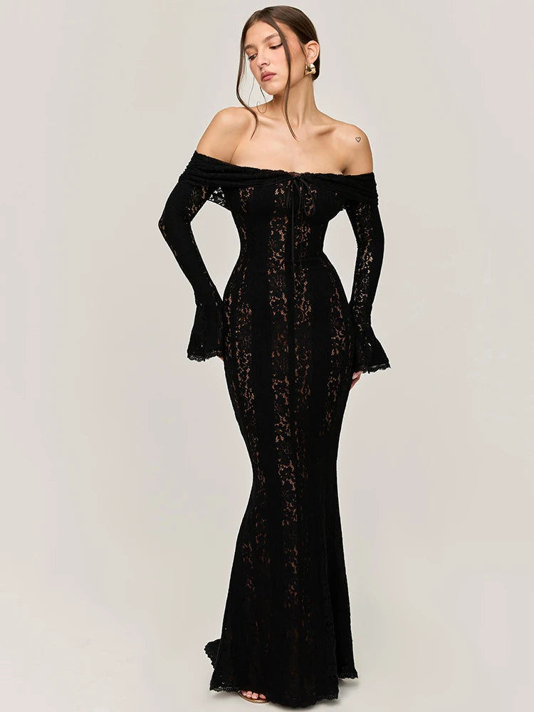Olyssa Celeste Lace Maxi Elbise
