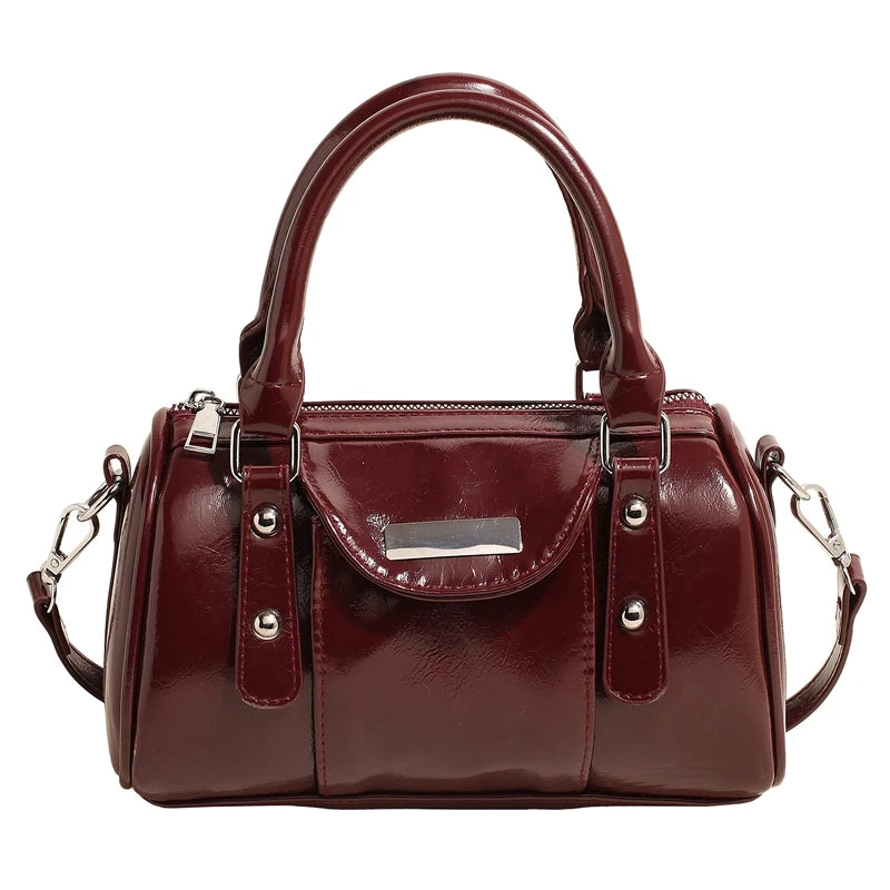 Bordo Mini Üst Saplı Kadın Çantası