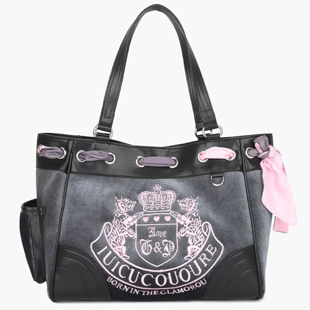 Velvet Crest Tote Çanta