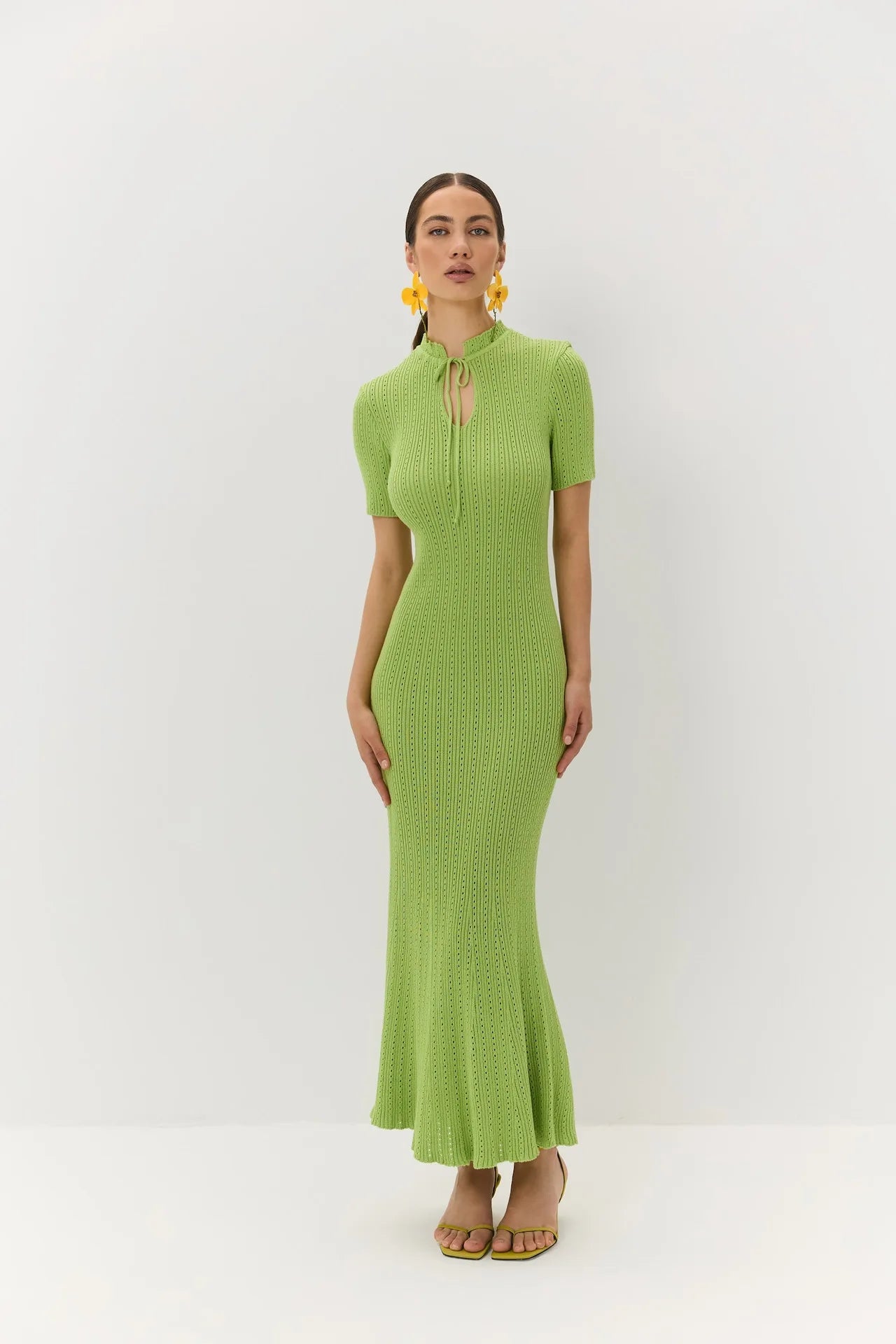 Olyssa Lunera Fitilli Triko Maxi Elbise