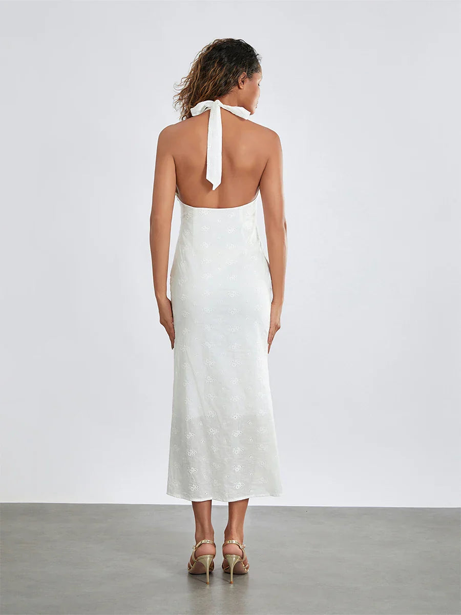 Olyssa Desenli Kumaş V Yaka Elbise