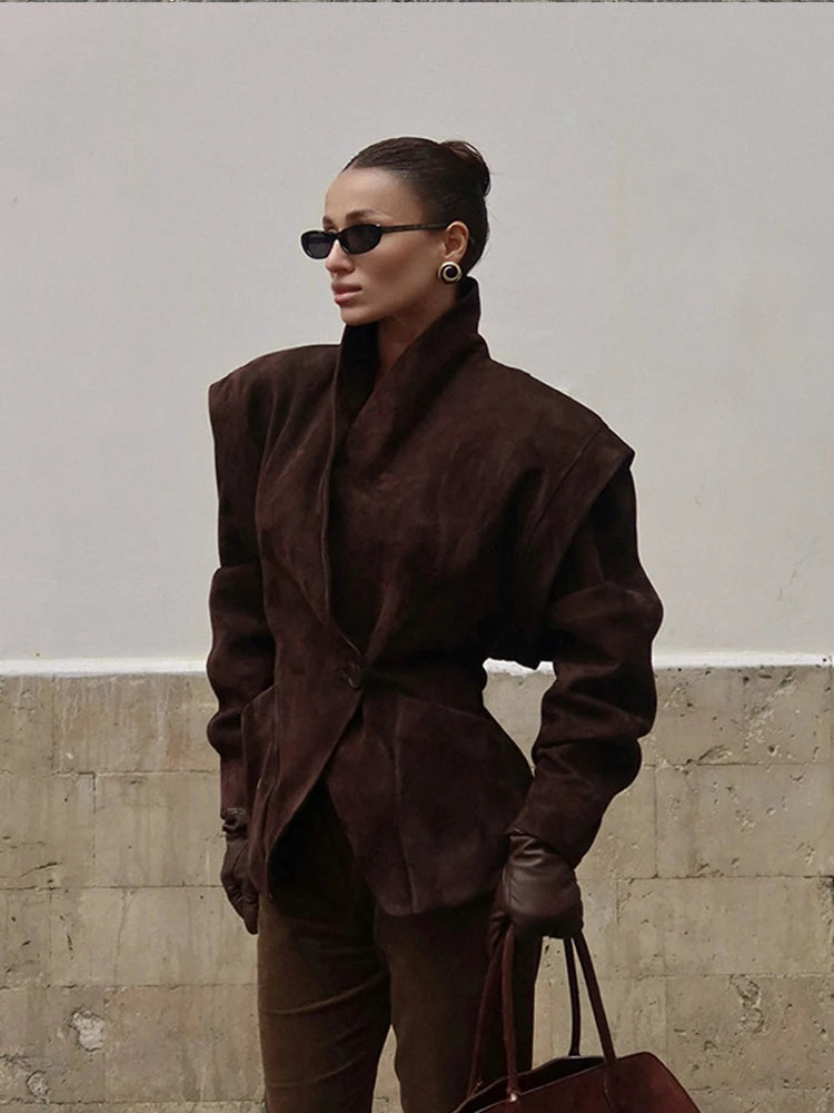 Süet Görünümlü Kruvaze Ceket