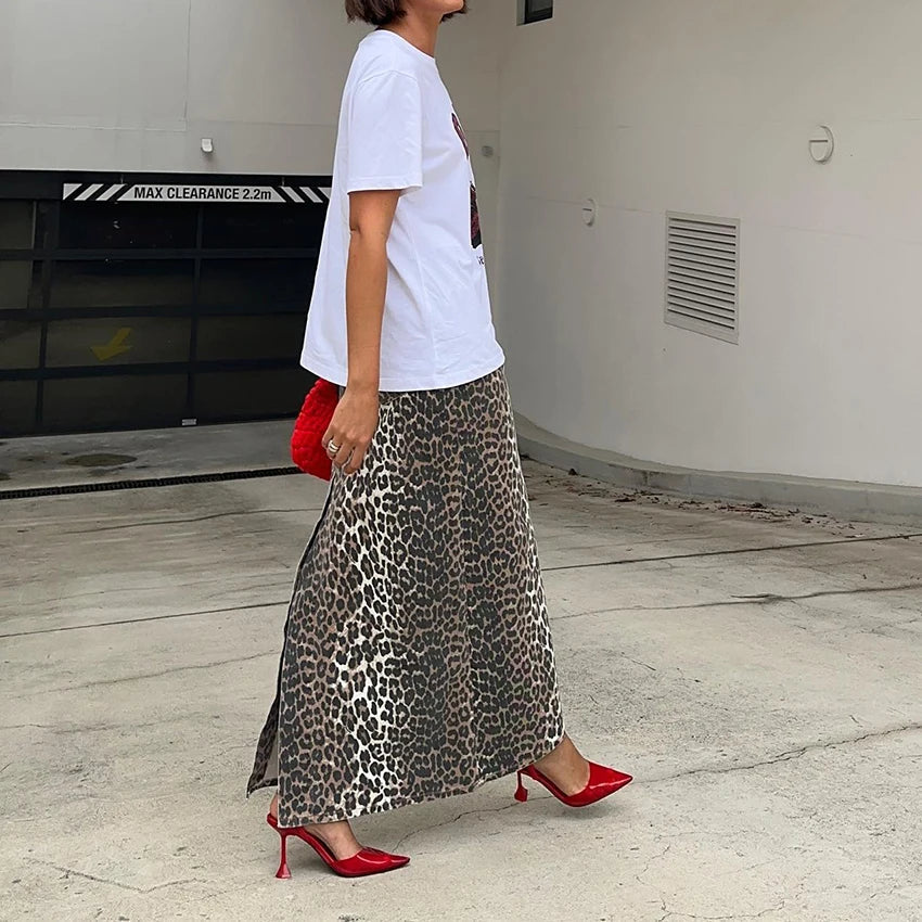 Leopar Baskı Maxi Etek