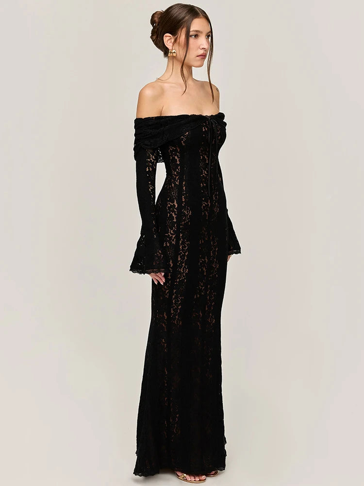 Olyssa Celeste Lace Maxi Elbise