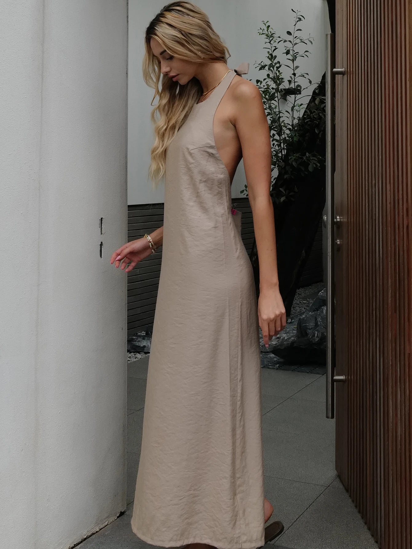 Olyssa Salaş Boyundan Bağlamalı Elbise