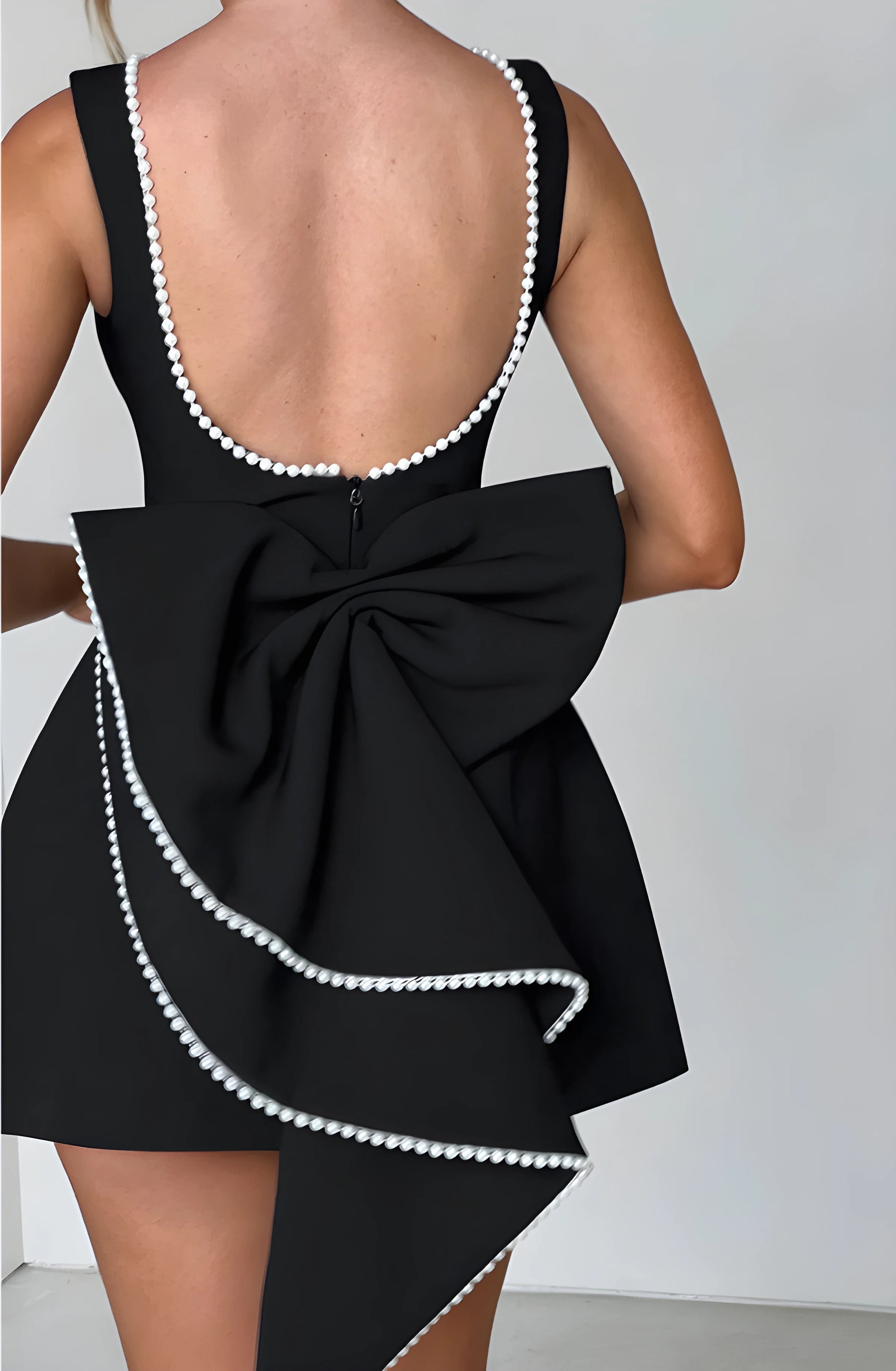 Olyssa Pearl Bow Mini Elbise