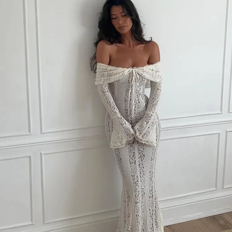 Olyssa Celeste Lace Maxi Elbise