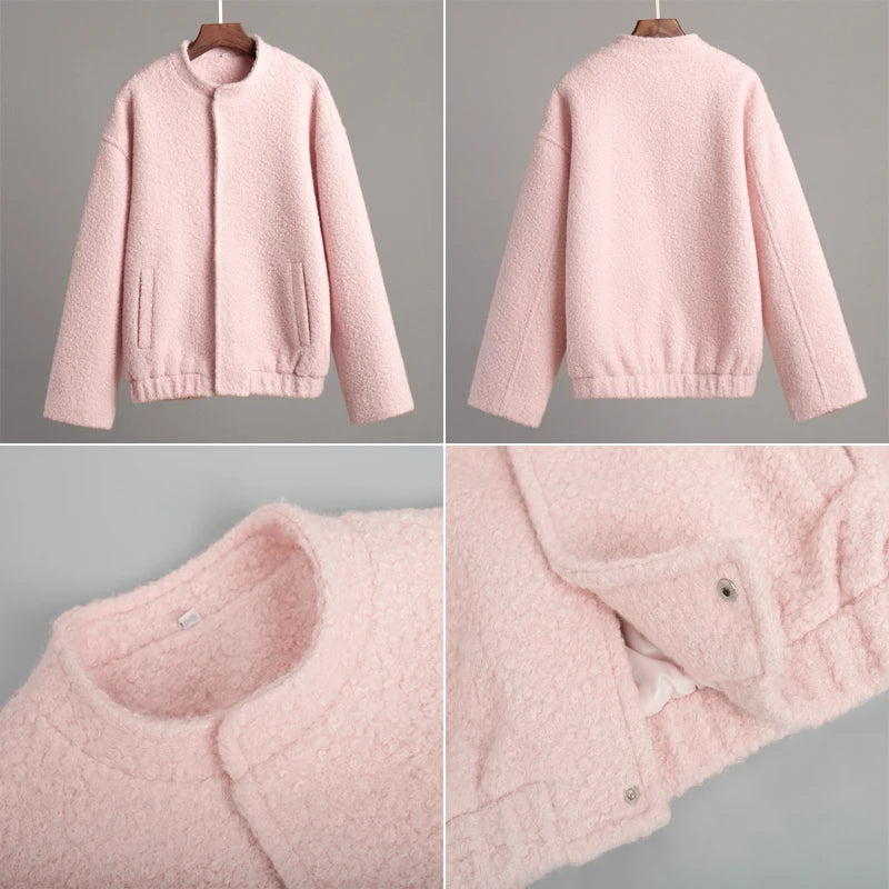 Oversize Pembe Peluş Ceket