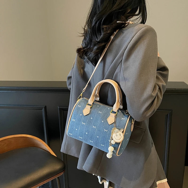 Denim Charm Boston Çanta