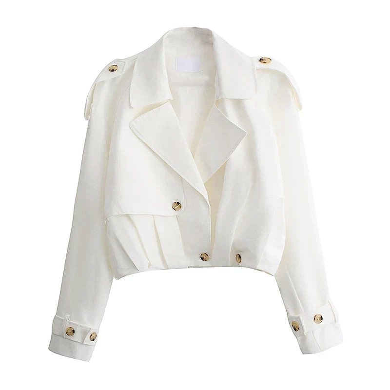 Çift Düğmeli Kısa Trençkot