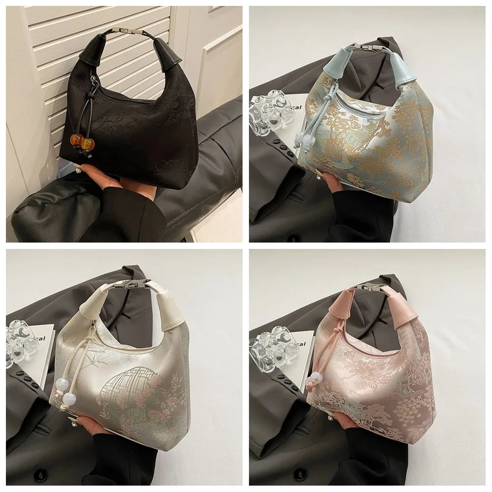 4 Renk Nakışlı El Çantası