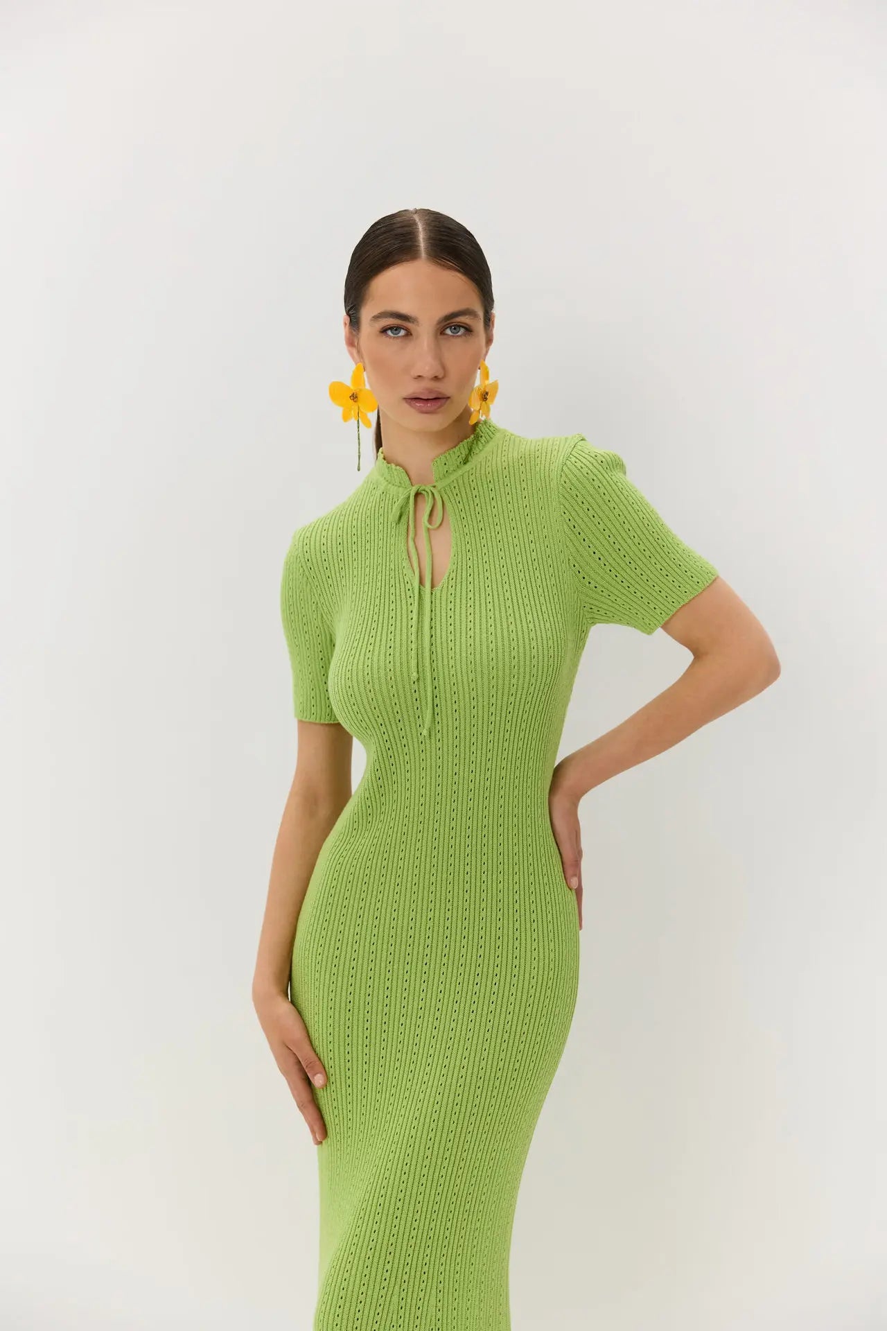 Olyssa Lunera Fitilli Triko Maxi Elbise