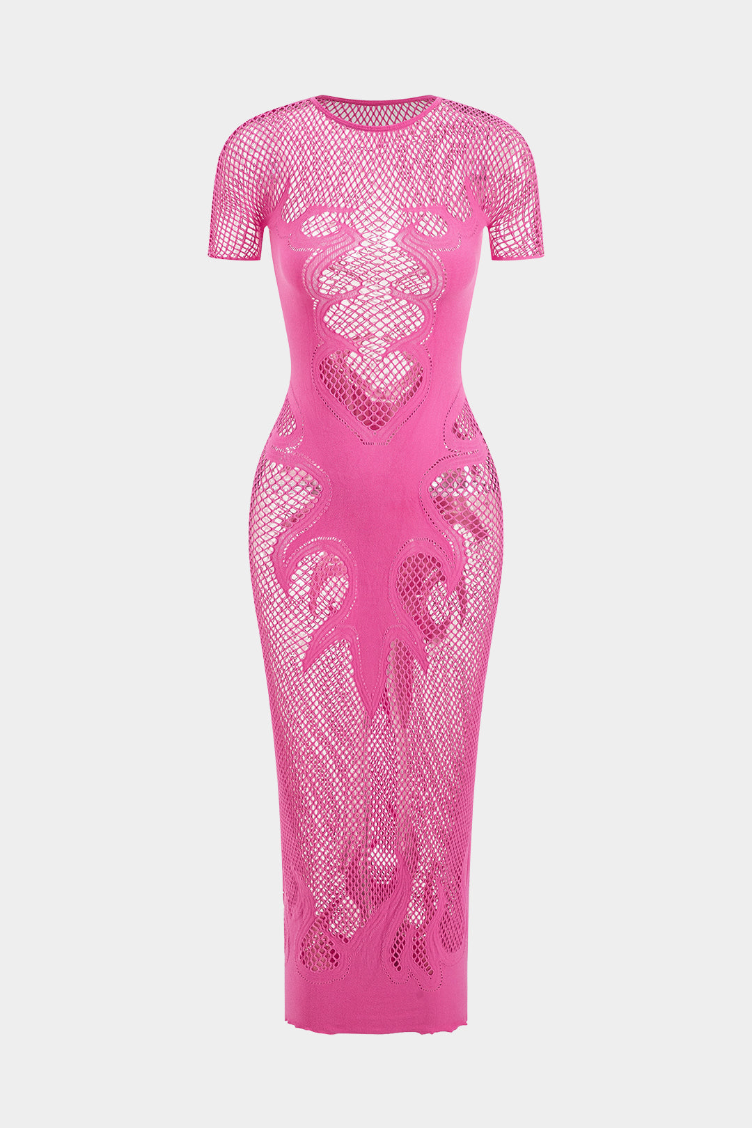 Örgü Kesik Şeffaf Kısa Kol Elbise