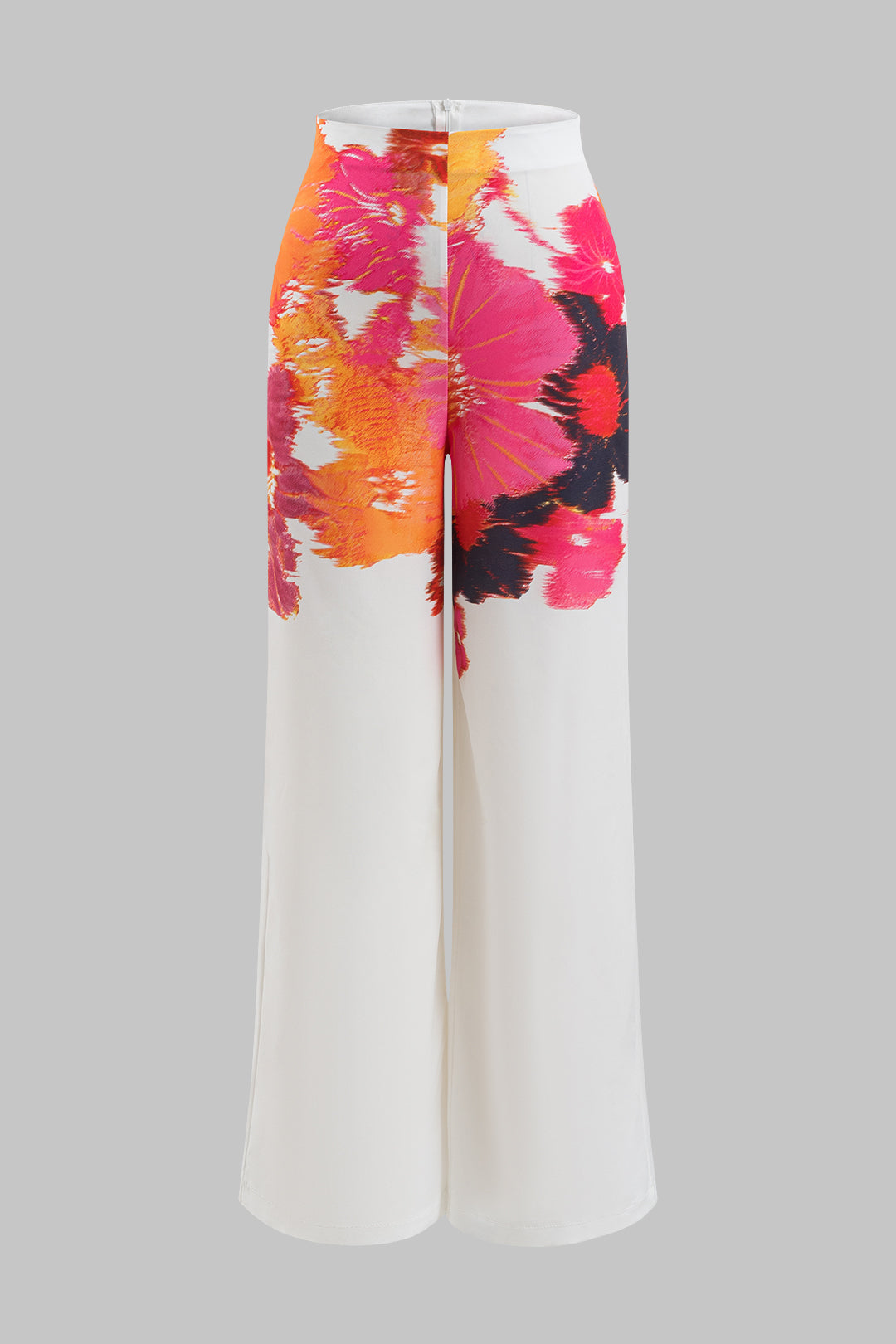 Çiçekli Desenli Off Shoulder Uzun Kollu Bluz Ve Fermuarlı Geniş Paça Pantolon Seti
