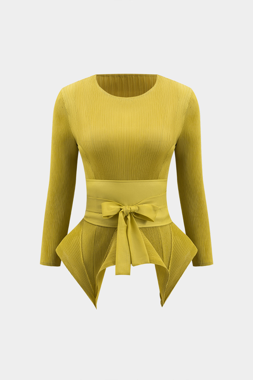 Bağcıklı Uzun Kol Bluz ve Piliseli Etek Seti