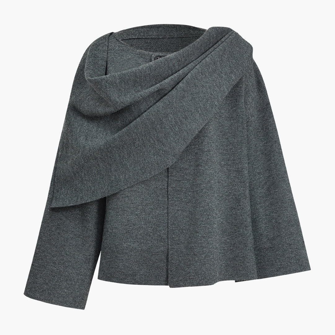 Solid Knit Wrap Button Hırka