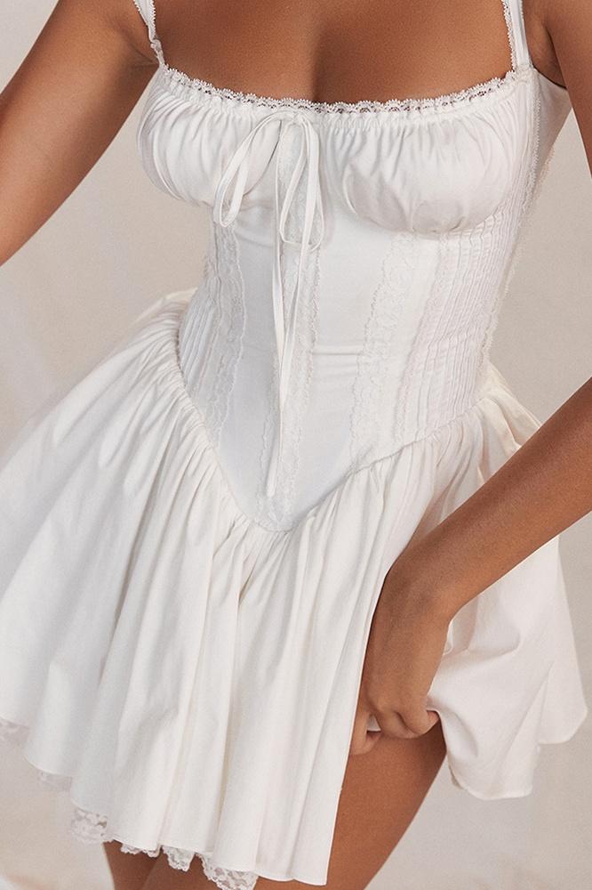 Olyssa Agnes Dantel Korse Mini Puf Elbise