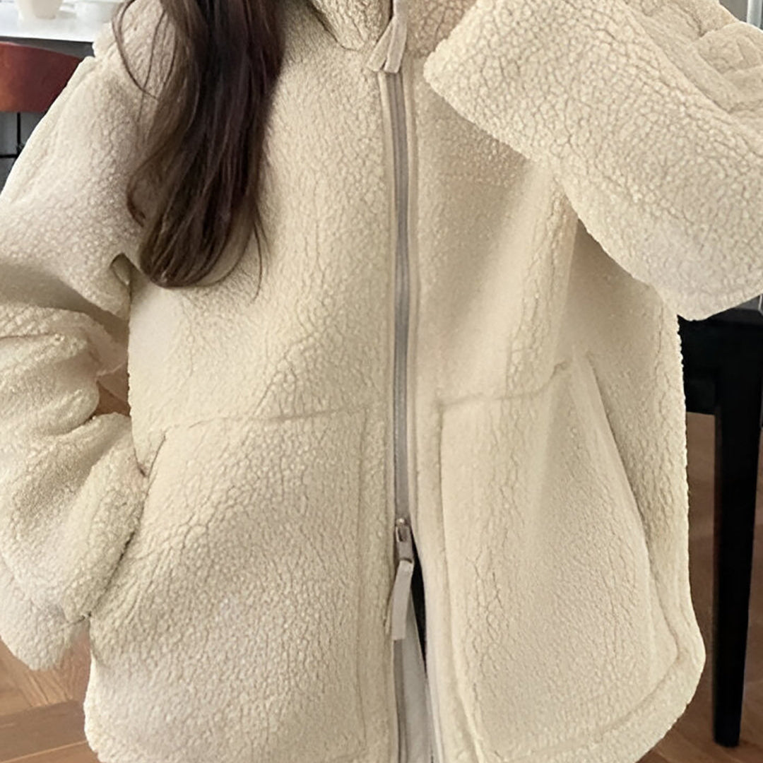 Lamb Wool Stand Collar Ceket