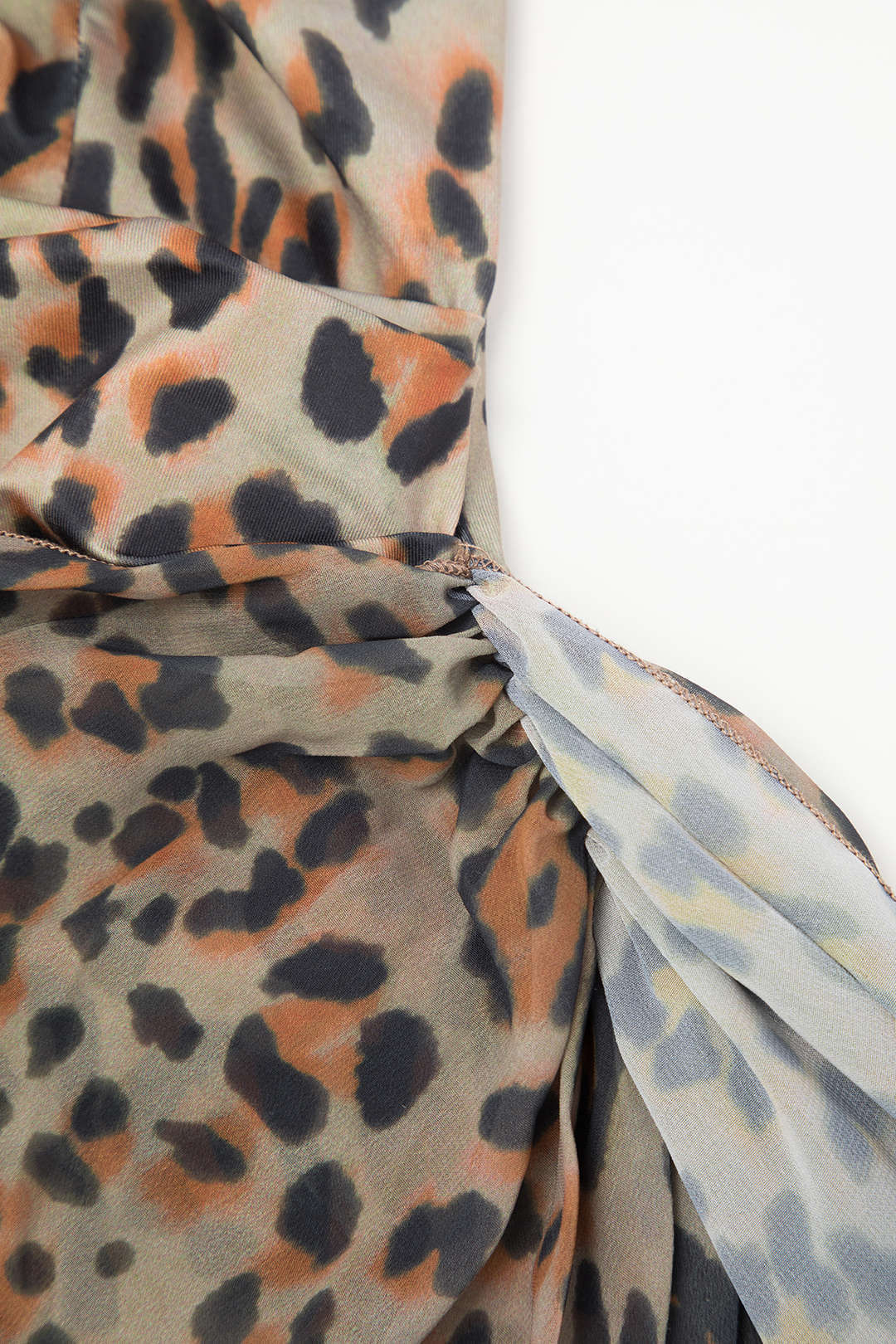 Çiçek Desenli Sarma Ruched Straplez Mini Elbise