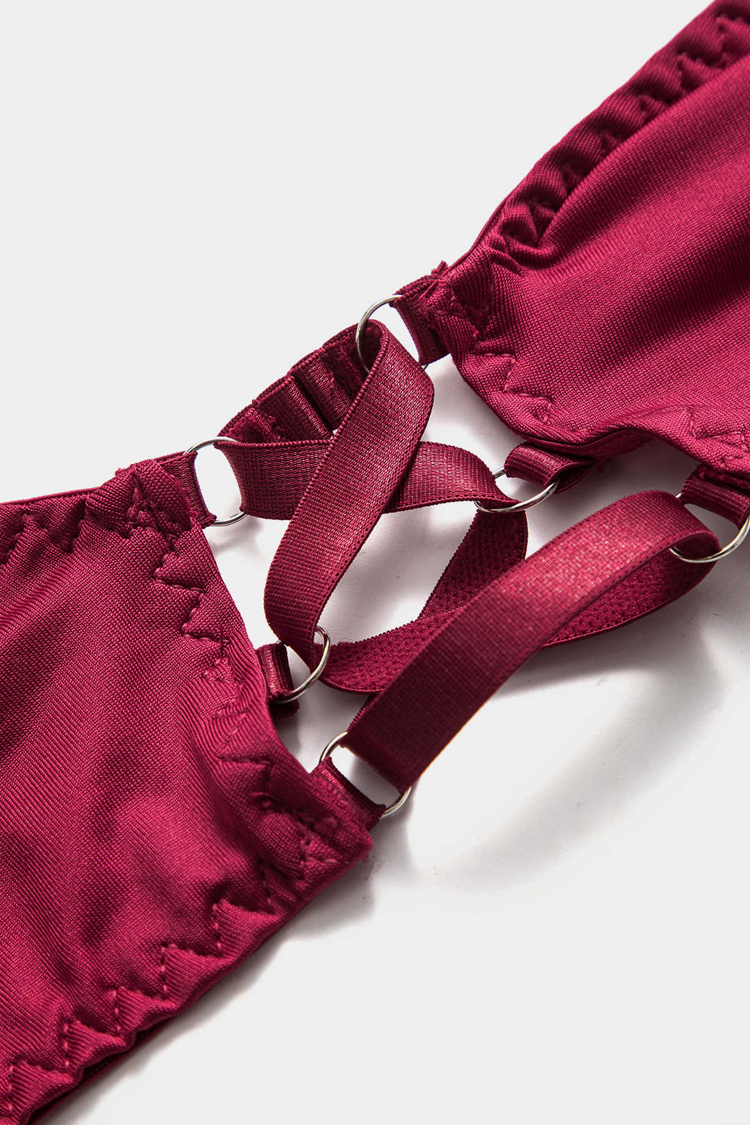 Choker Bağlama Öndeki Kesik Detaylı Lingerie Garter Seti ve Eldiven