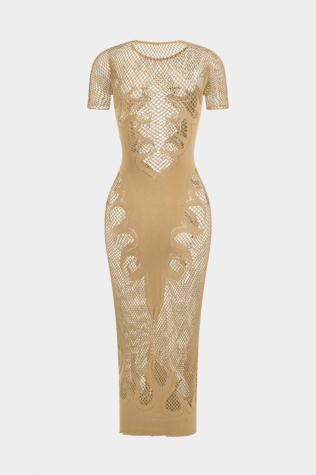 Örgü Kesik Şeffaf Kısa Kol Elbise