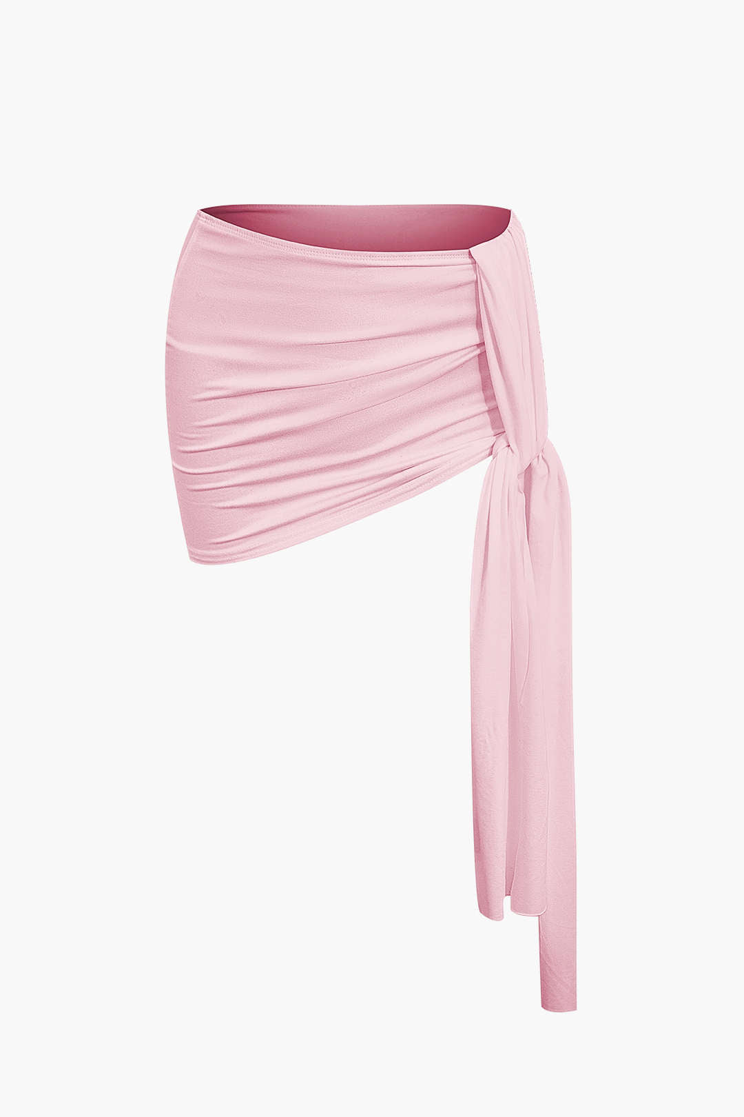 Basic Asimetrik Yırtmaçlı Crop Top Ve Bağlamalı Mini Etek Seti