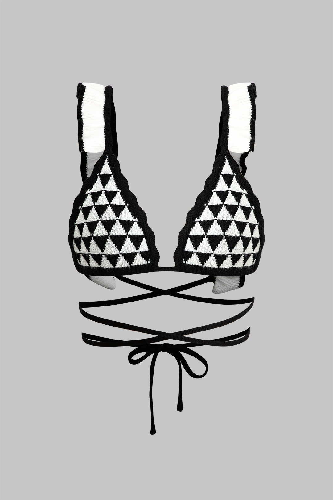 Çizgili Korse Sütyen Üstü ve Katmanlı Ruffle Örgü Midi Etek Seti