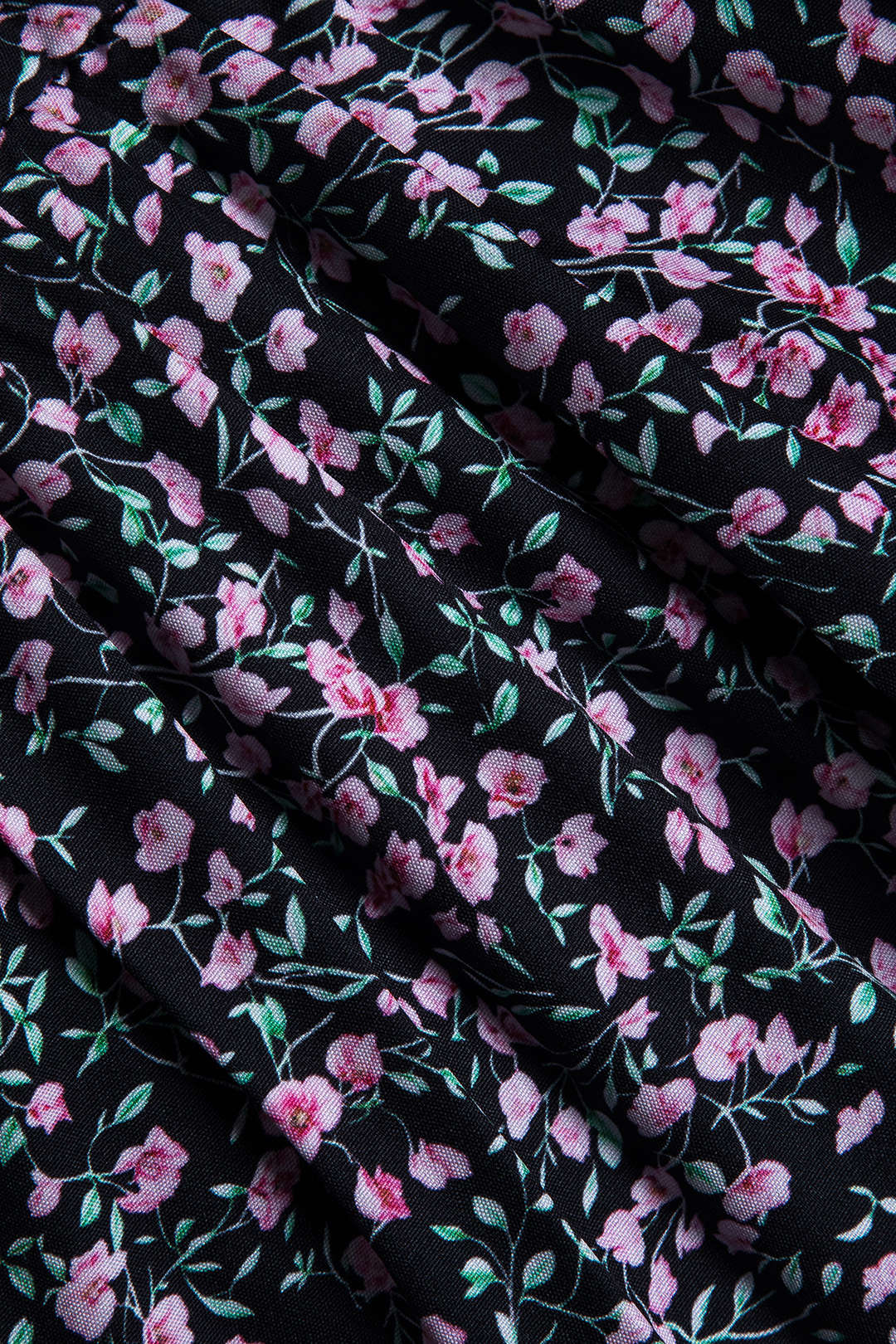 Dantel Kenar Detaylı Ditsy Çiçek Desenli Uzun Kollu Mini Elbise