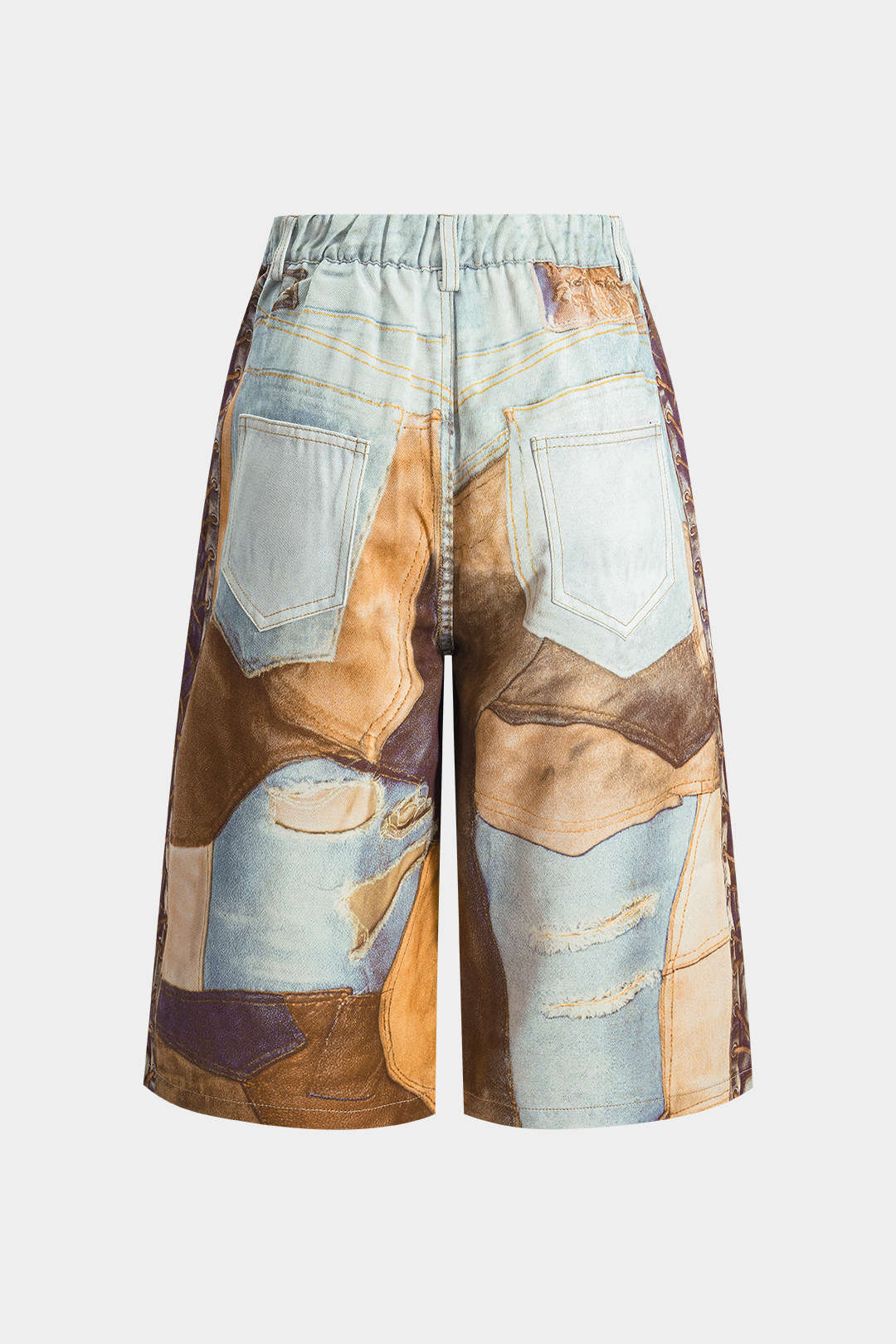 Zincir Desenli Geniş Paça Şort