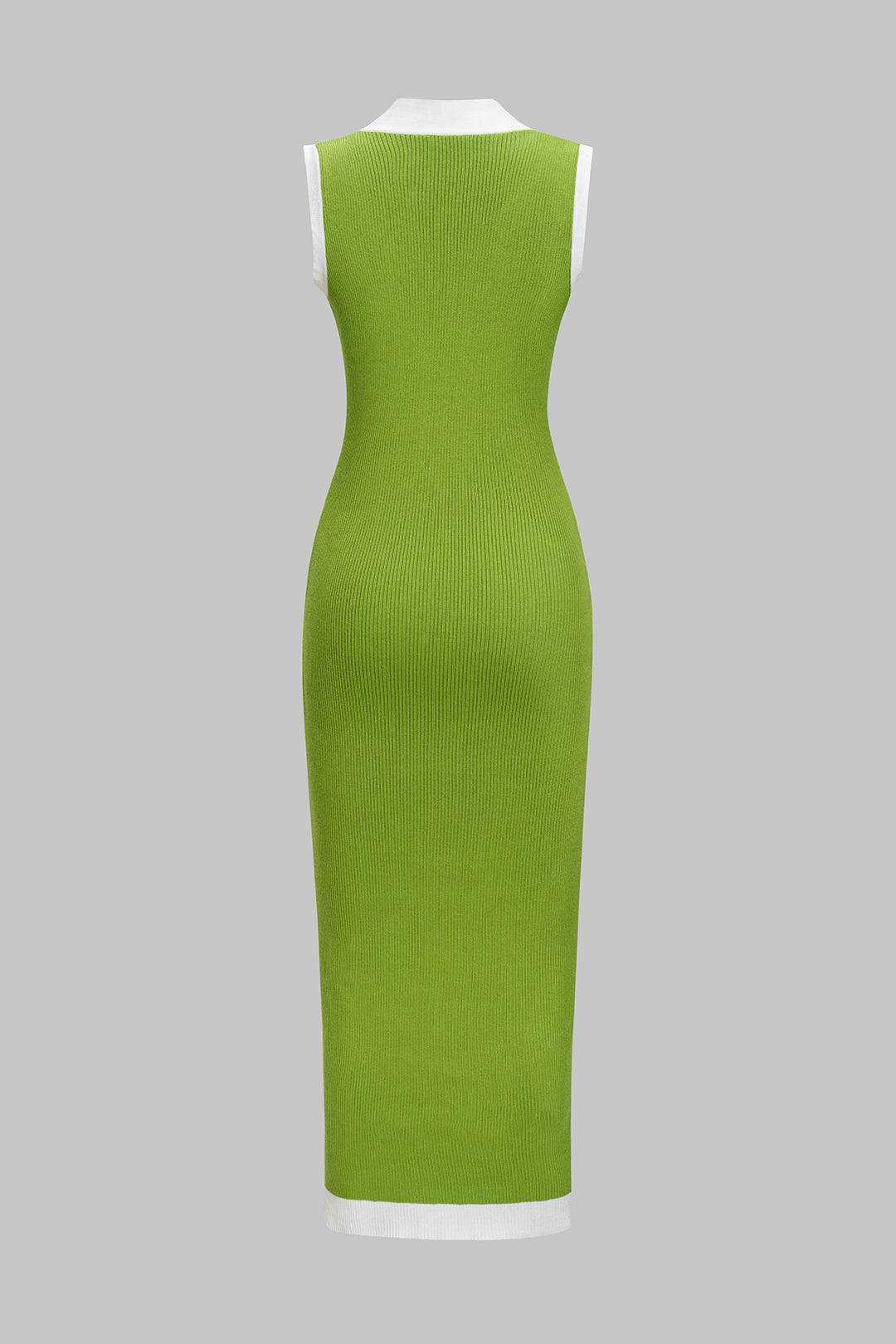 Kontrast Baskılı Triko Pataşvork Kolsuz Düğmeli Elbise