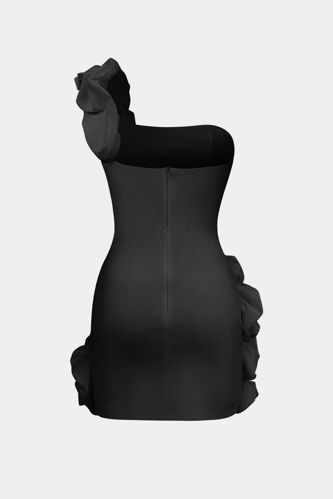 Asimetrik Kesim Tek Omuz Mini Elbise