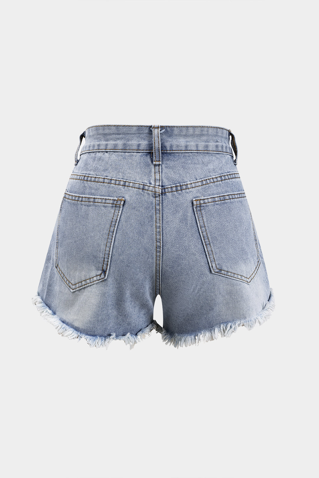 Denim Yüksek Bel Boncuklu Şort