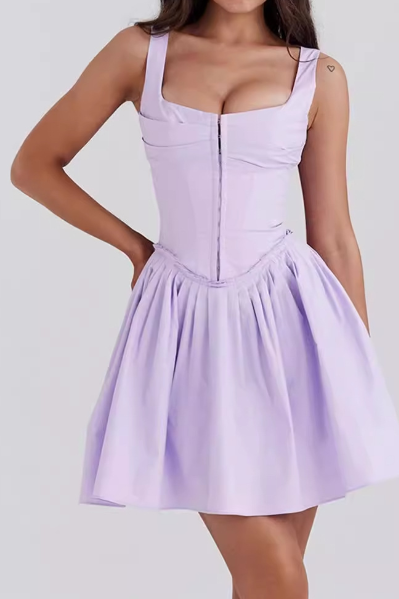 Olyssa Betsy Korse Volanlı Askılı Mini Elbise