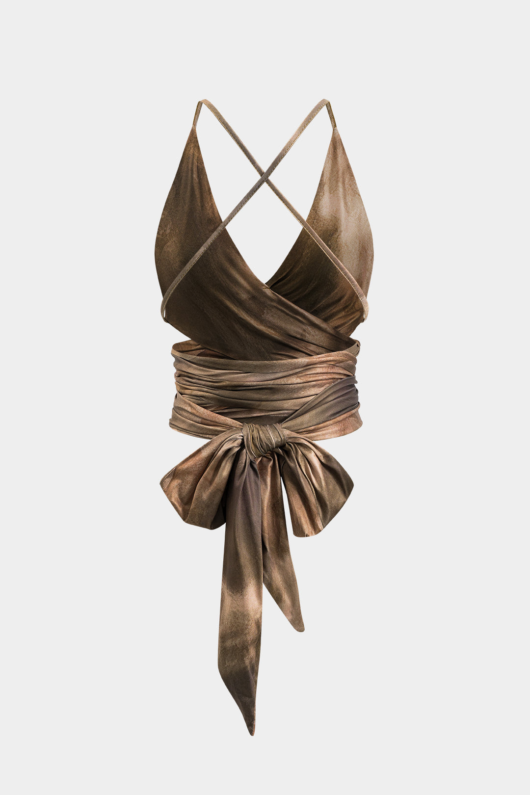 Soyut Desenli Sırtı Açık Askılı Bağlamalı Cami Üstü