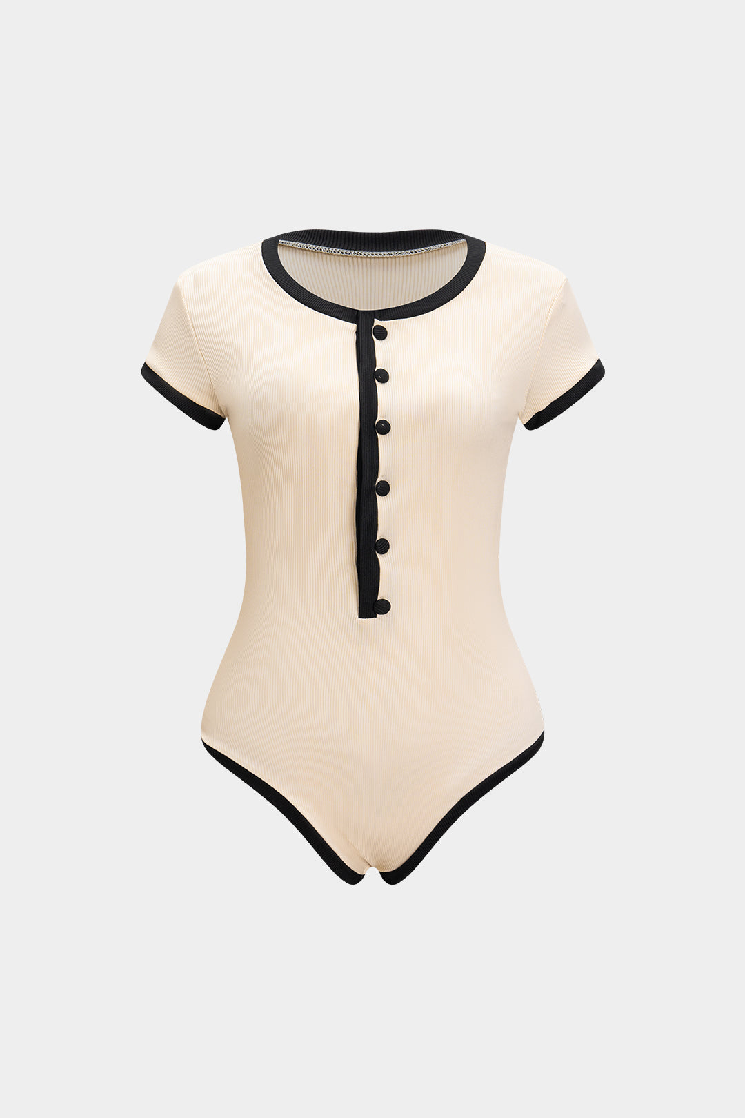 Örgü Düğmeli Kısa Kol Bodysuit