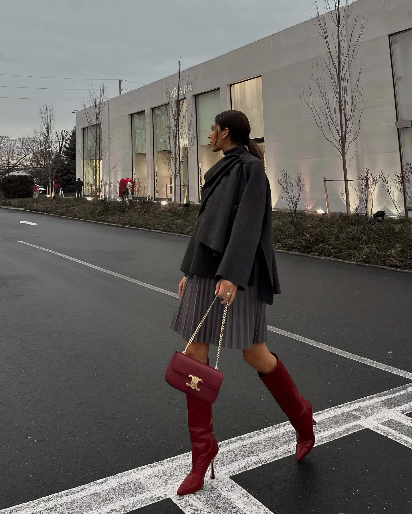 Bordo Şık Eşarp Yaka Ceket