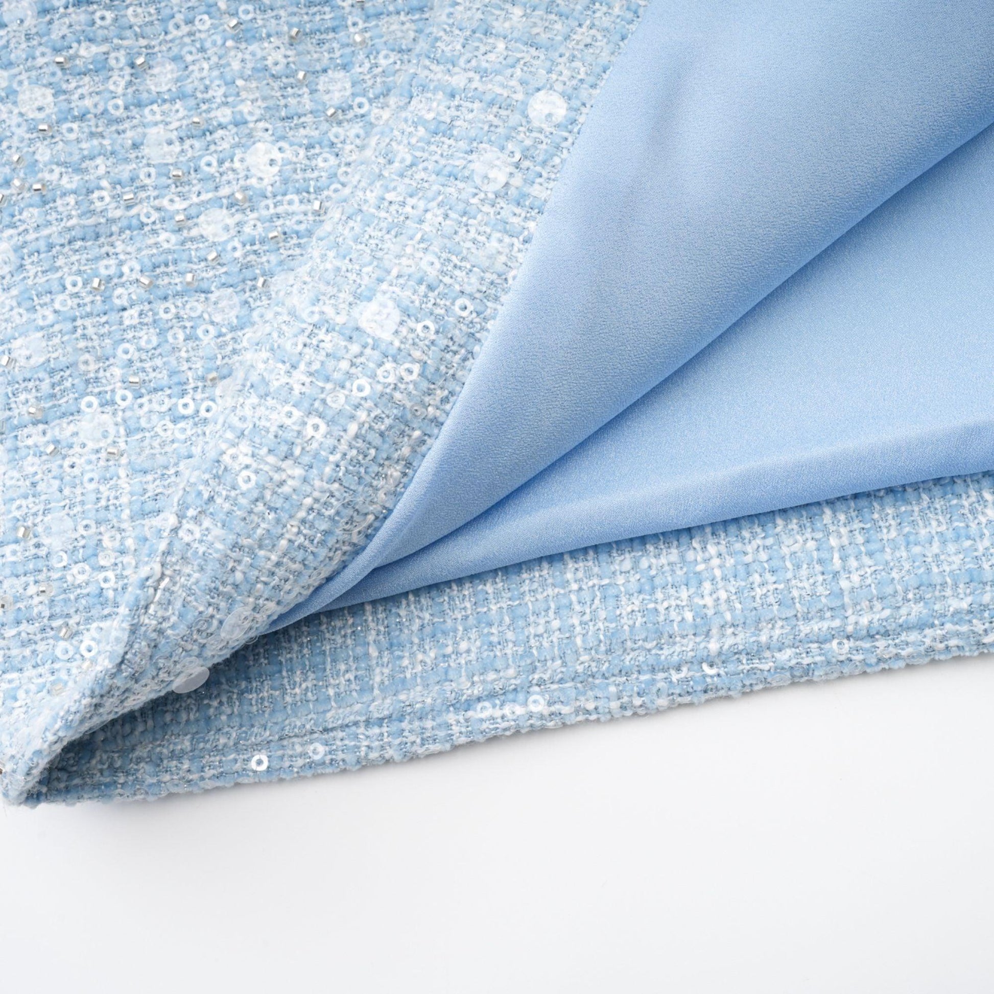 Manon Charm Açık Mavi Işıltılı Tweed Mini Elbise