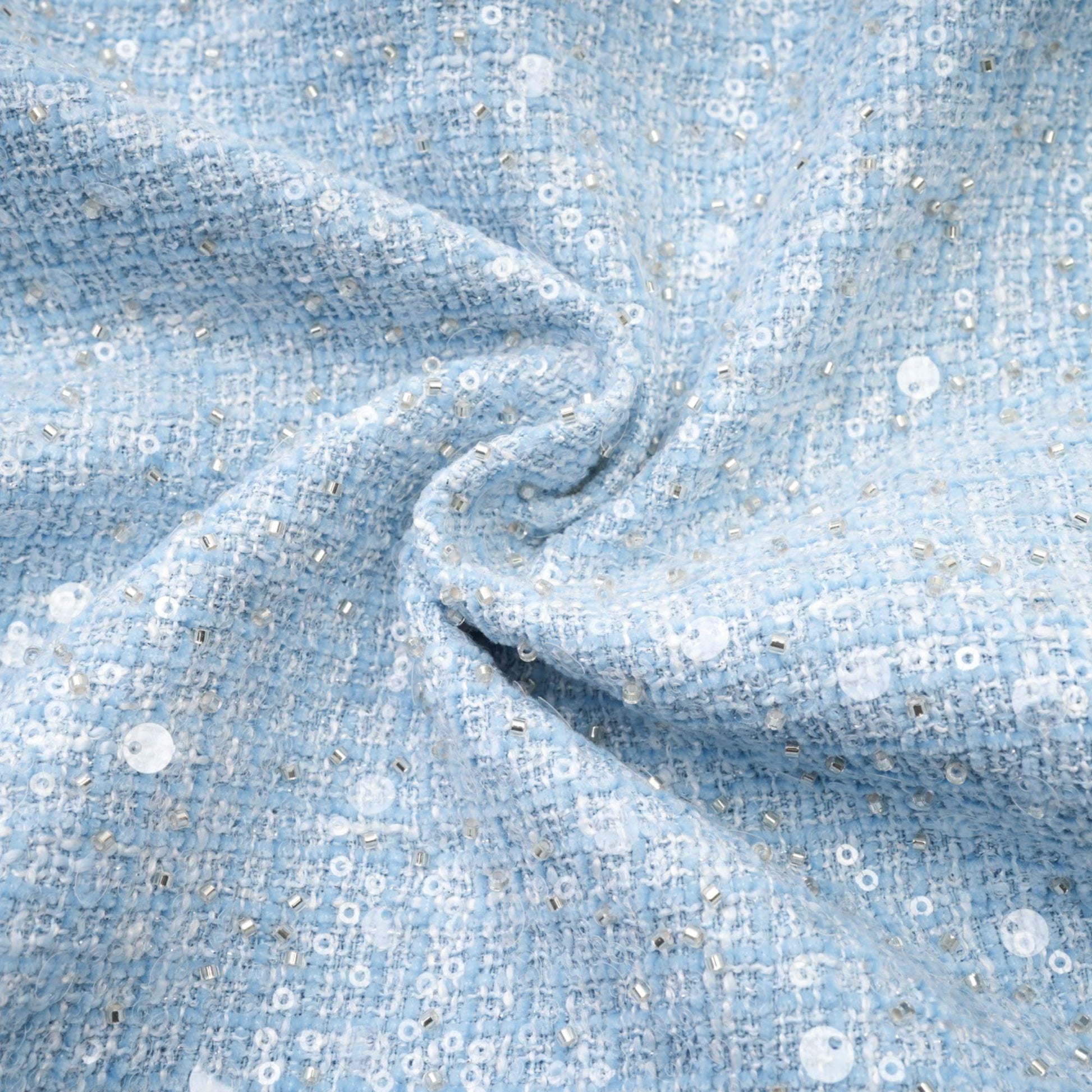 Manon Charm Açık Mavi Işıltılı Tweed Mini Elbise