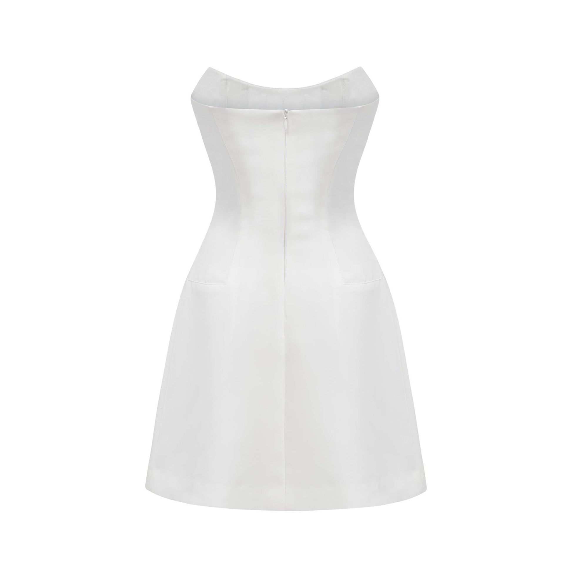 Olyssa Radiance Elegance Beyaz Taş İşlemeli Straplez Mini Elbise