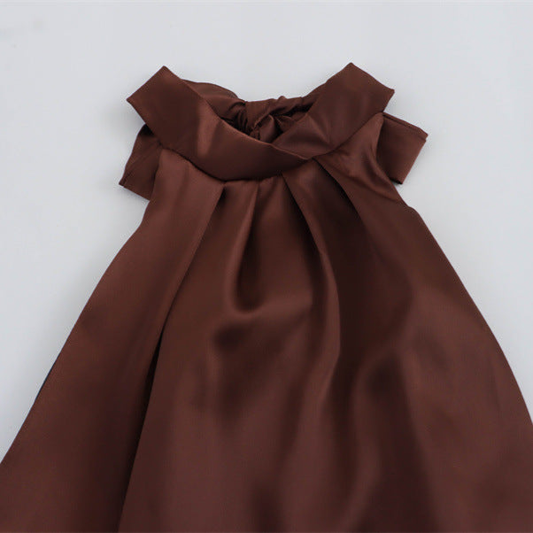 Olyssa Boyundan Bağlamalı Sırt Detay Maxi Elbise