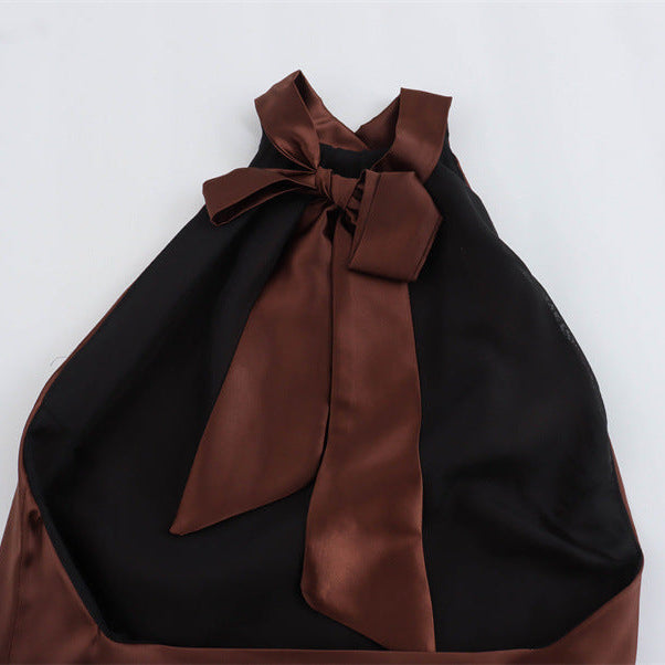 Olyssa Boyundan Bağlamalı Sırt Detay Maxi Elbise